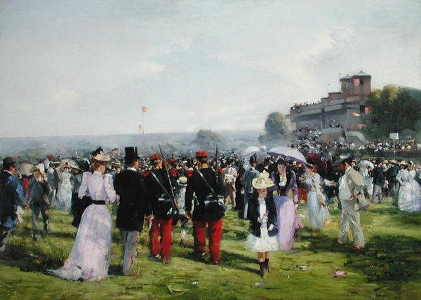 O Fim das Raças em Auteuil, c.1893 (óleo sobre tela) de Carlton Alfred Smith
