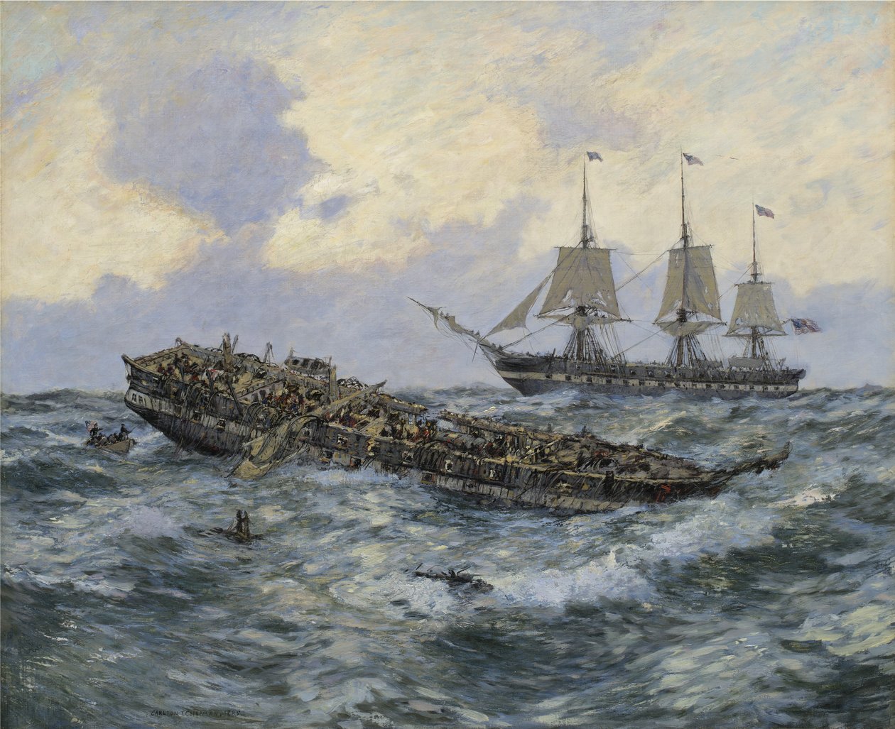 Engajamento entre a Constituição da Fragata dos EUA e o HMS Guerriere, 1895 de Carlton Theodore Chapman