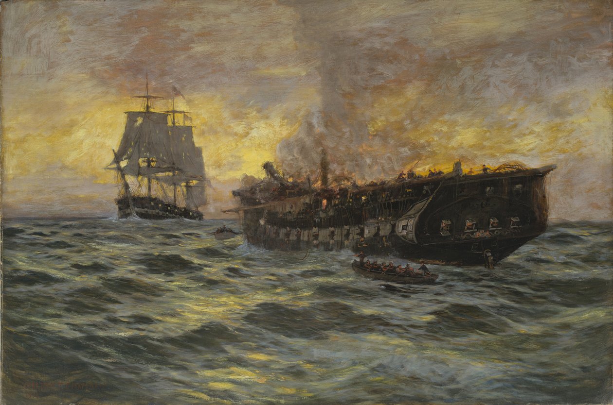 Engajamento entre a Constituição da Fragata dos EUA e o HMS Java, 1897 de Carlton Theodore Chapman