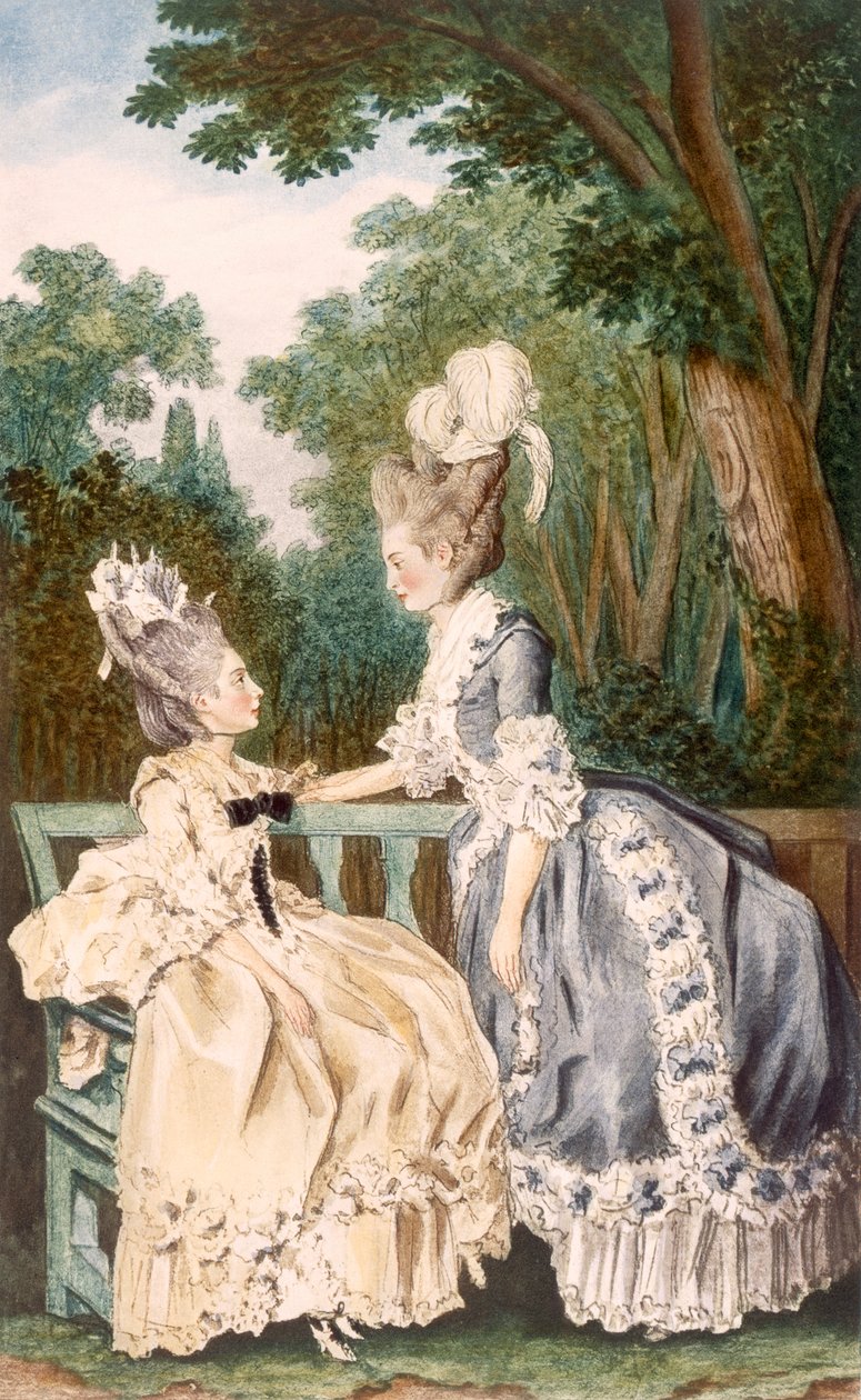 Ladies Morning Dress, 1771 (gravura a cores) de Louis Carrogis dit Carmontelle