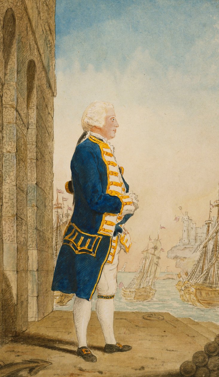O Duque de York em um cais de uniforme de oficial de bandeira, 1768 de Carmontelle