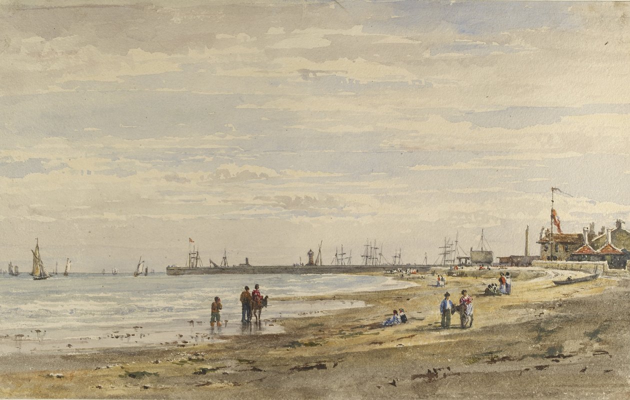 Cais de Ramsgate, agosto de 1838 (aguarela sobre papel) de Caroline Davidson