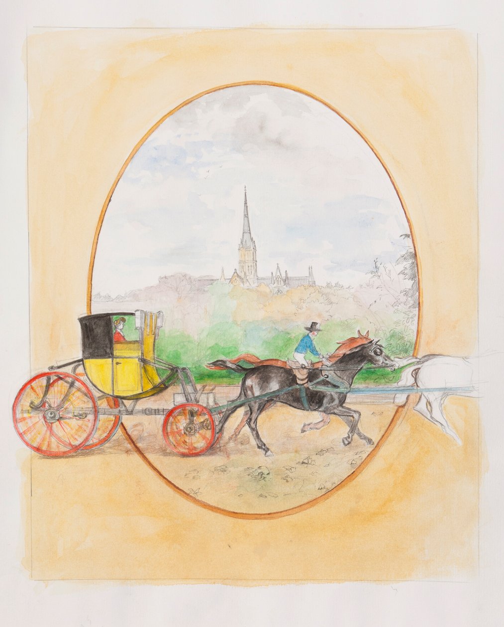 Uma Heroína em um Poste Chaise, 2009 (wc on paper) de Caroline Hervey Bathurst