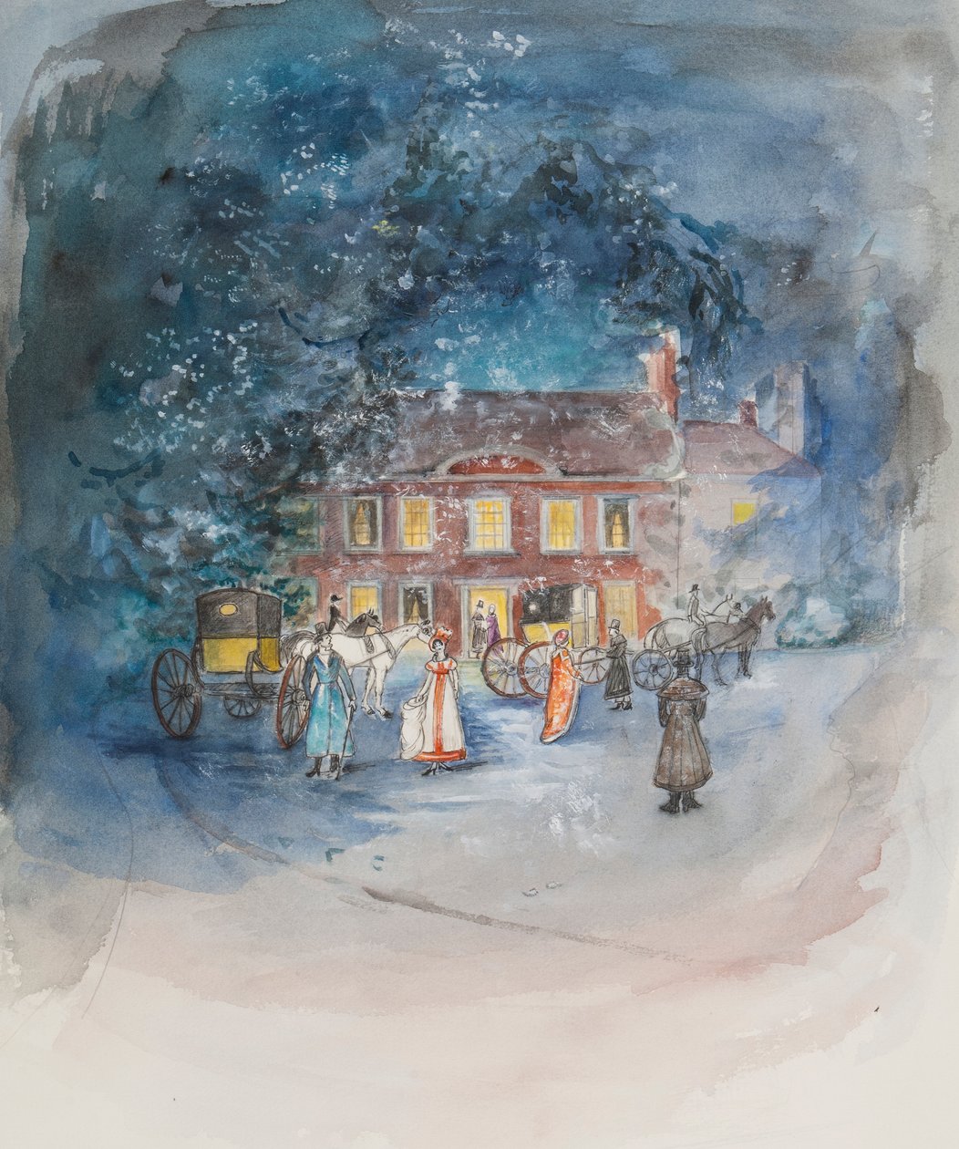 E o sino tocou, e as carruagens falaram para, 2010 (pastel e wc no papel) de Caroline Hervey Bathurst