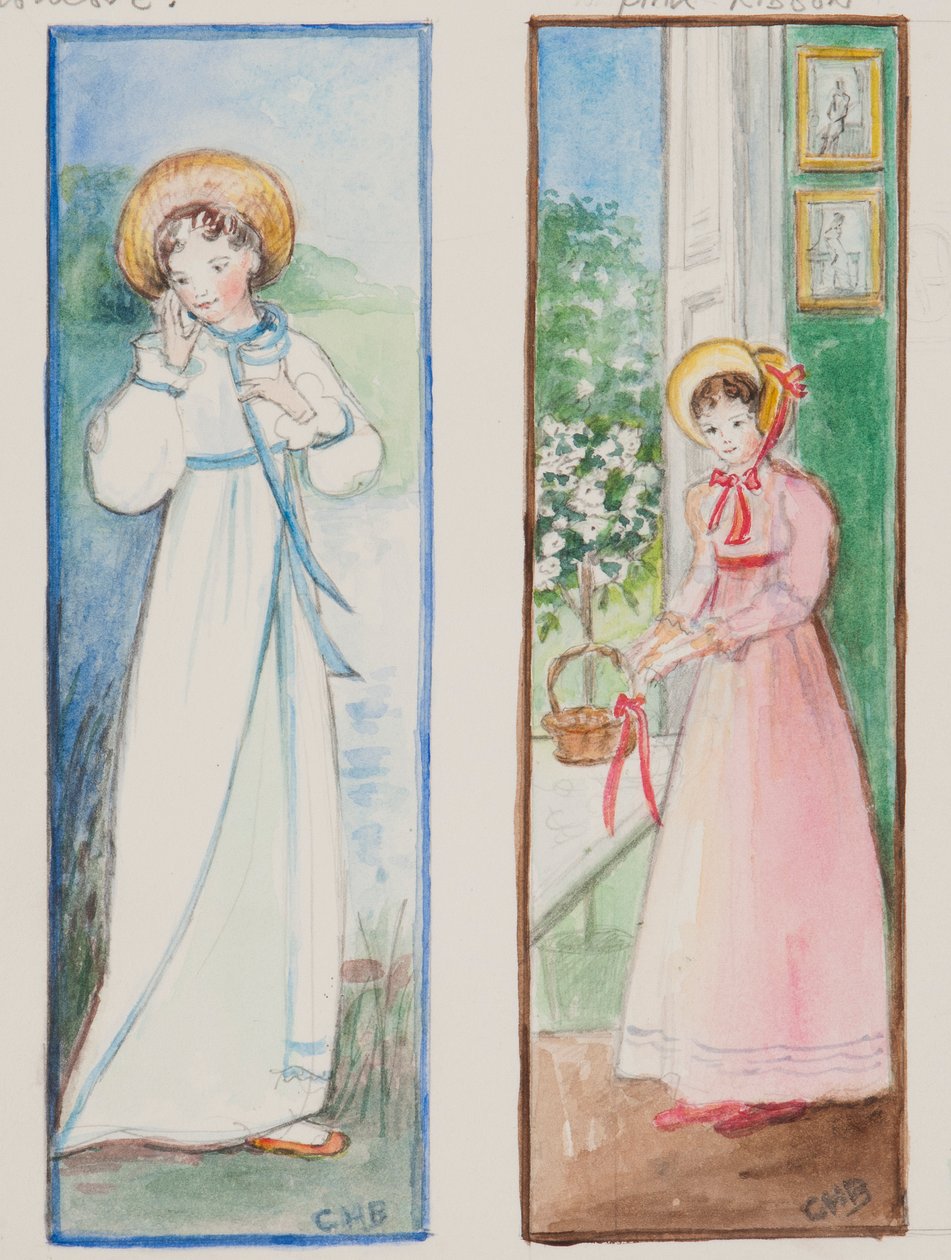 Elizabeth Bennet e Emma Woodhouse, 2011 (wc no papel) de Caroline Hervey Bathurst