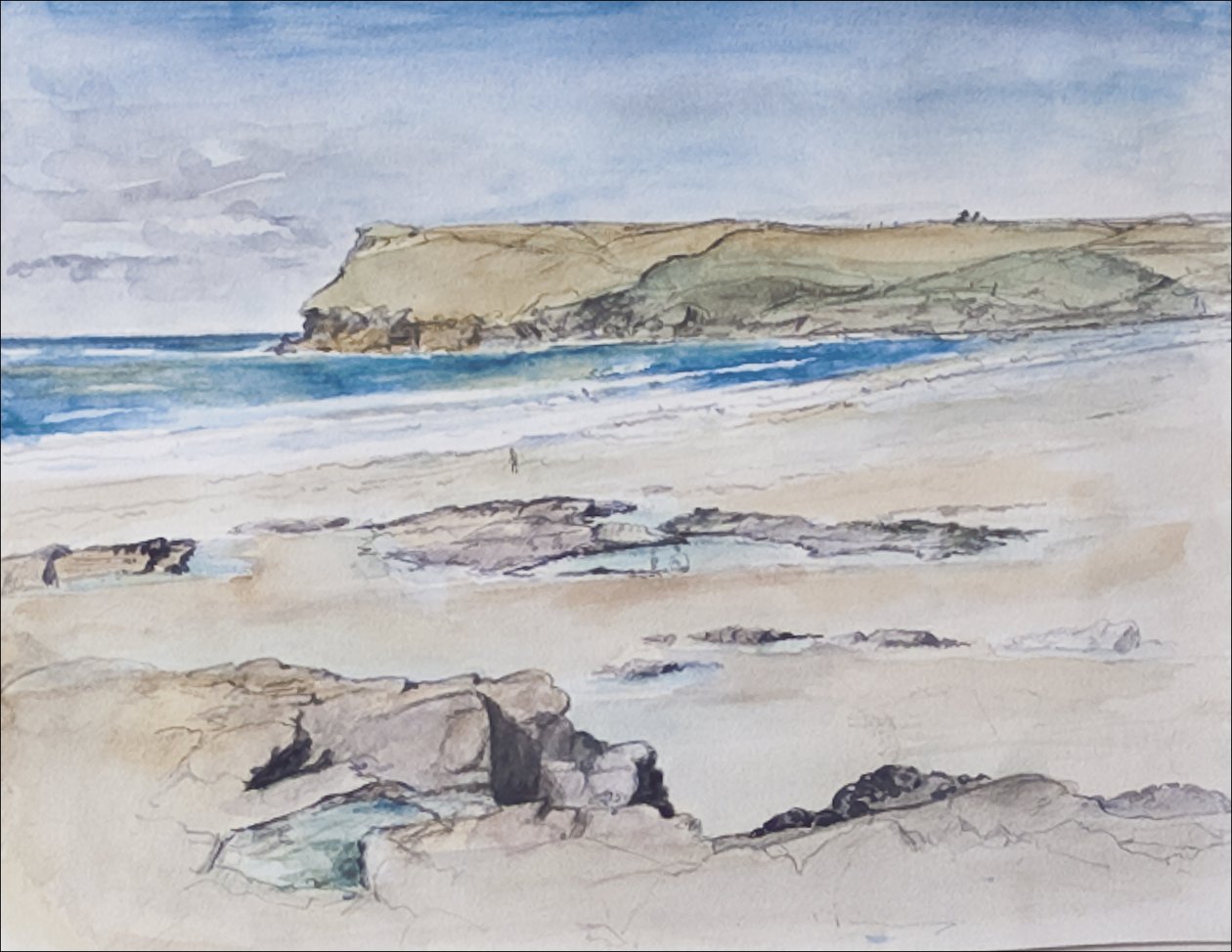 Polzeath e Pentire Head, 2007 (wc no papel) de Caroline Hervey Bathurst