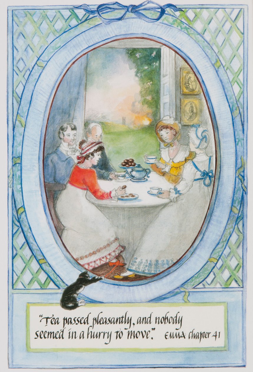 Chá passou agradavelmente, e ninguém parecia com pressa para se mudar, 2010 (wc no papel) de Caroline Hervey Bathurst