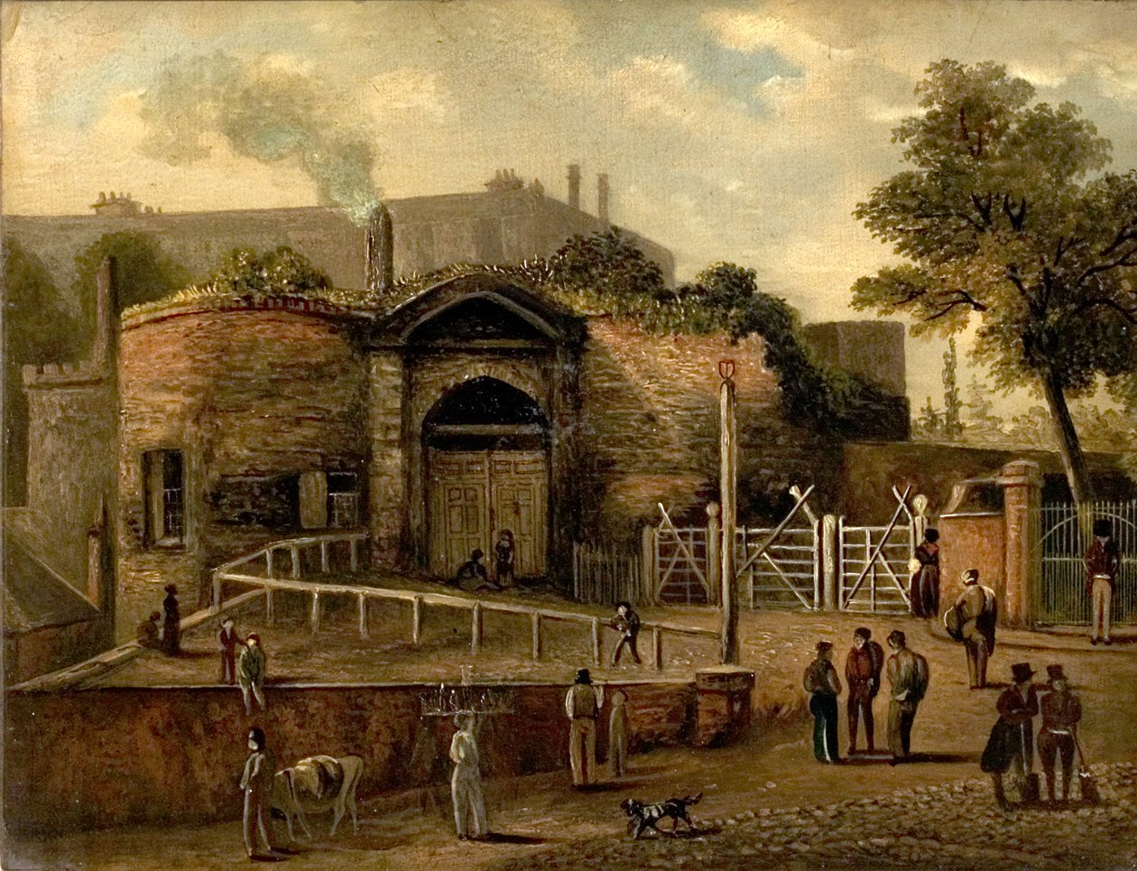 Vista do Castle Gateway, Nottingham (óleo a bordo) de Caroline Mary Price