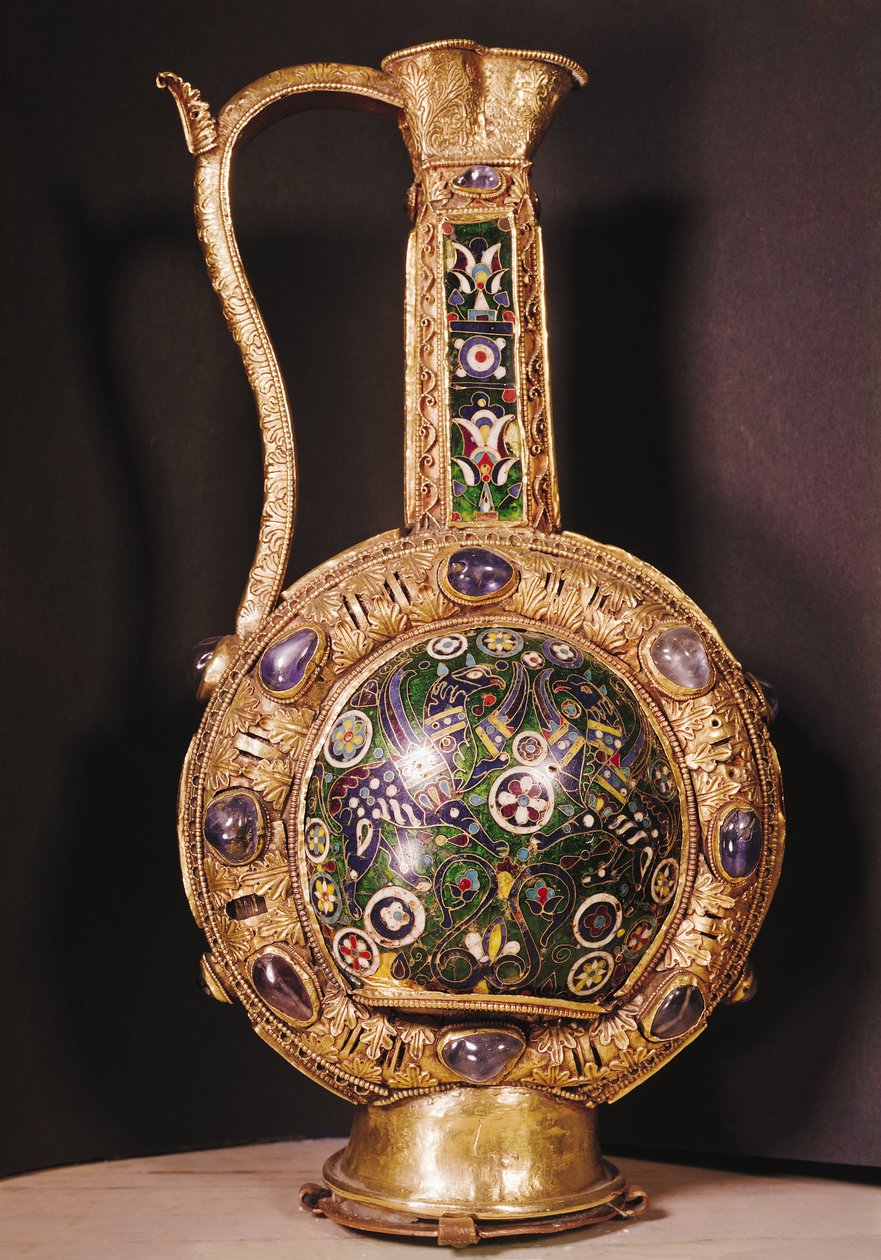 Jarro de água Charlemagnes (ouro e cloisonne esmalte) de Carolingian School