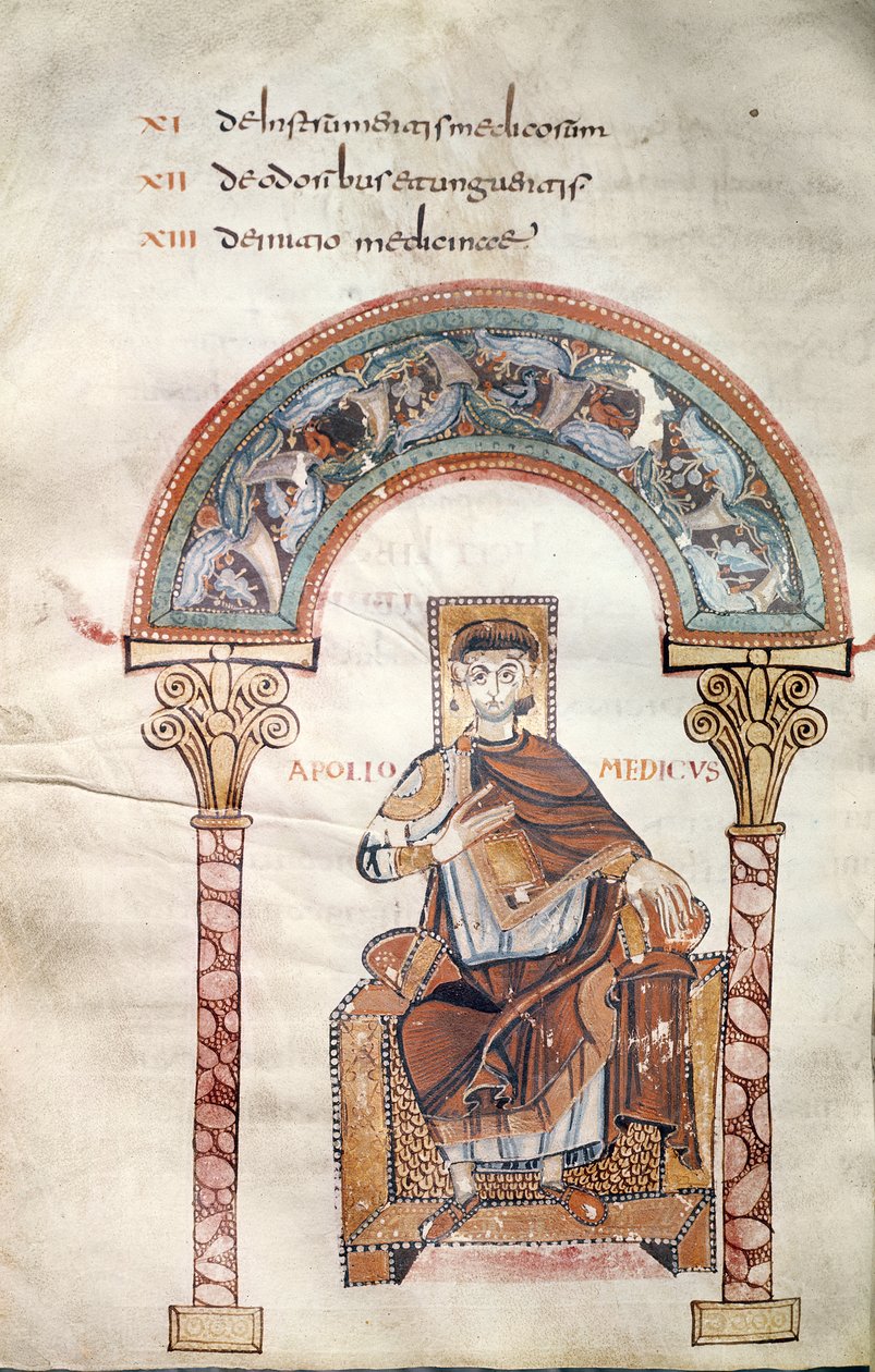Ms CCII fol.91v Apollo Medicus, de Etymologiae por Isidore de Sevilha de Carolingian School