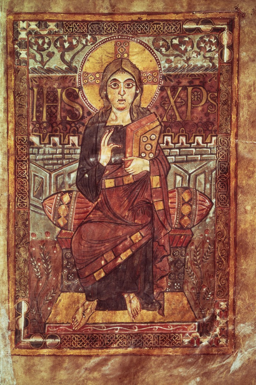 NAL 1203 fol.3 Cristo em majestade, do Evangelho da Escala de Deus, c.781-783 dC de Carolingian School