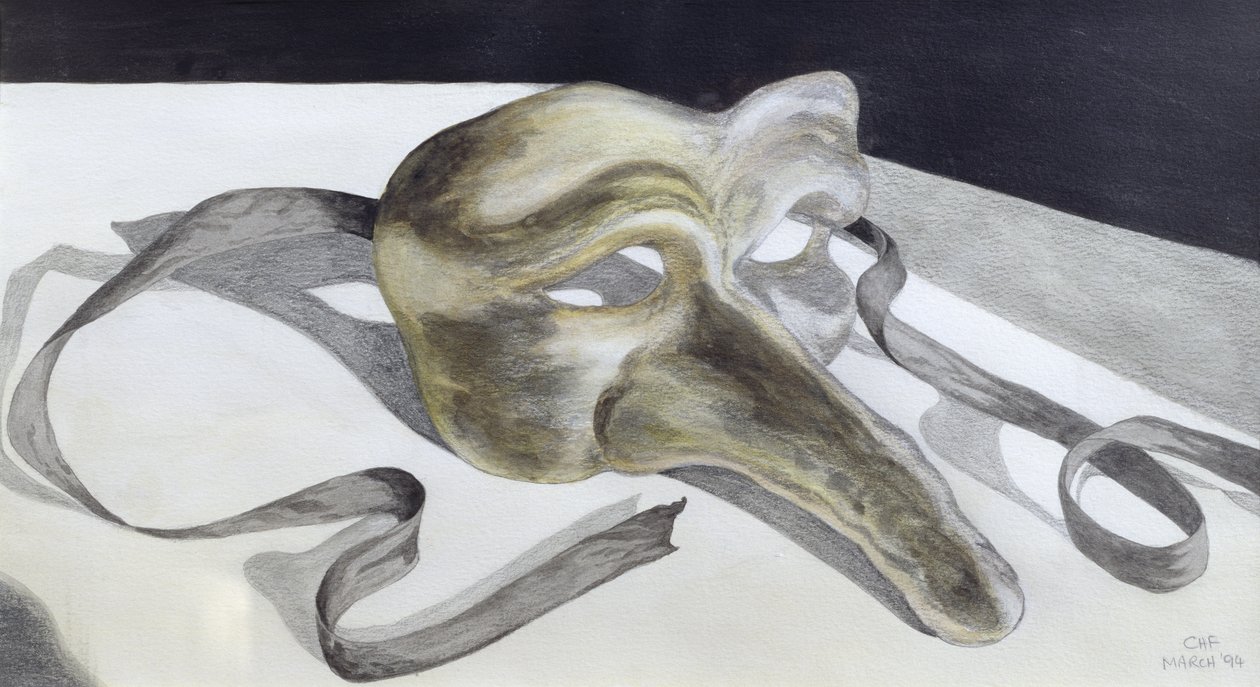 Máscara de carnaval II (lápis e aquarela sobre papel) de Carolyn Hubbard Ford