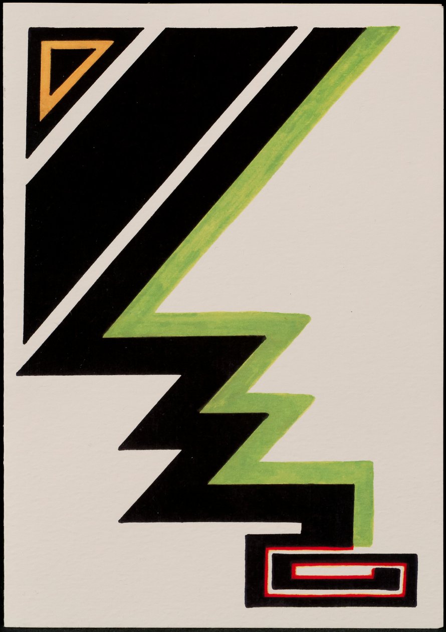 Deco Christmas Tree, 2012 (tinta preta e colorida sobre papel) de Carolyn Hubbard Ford