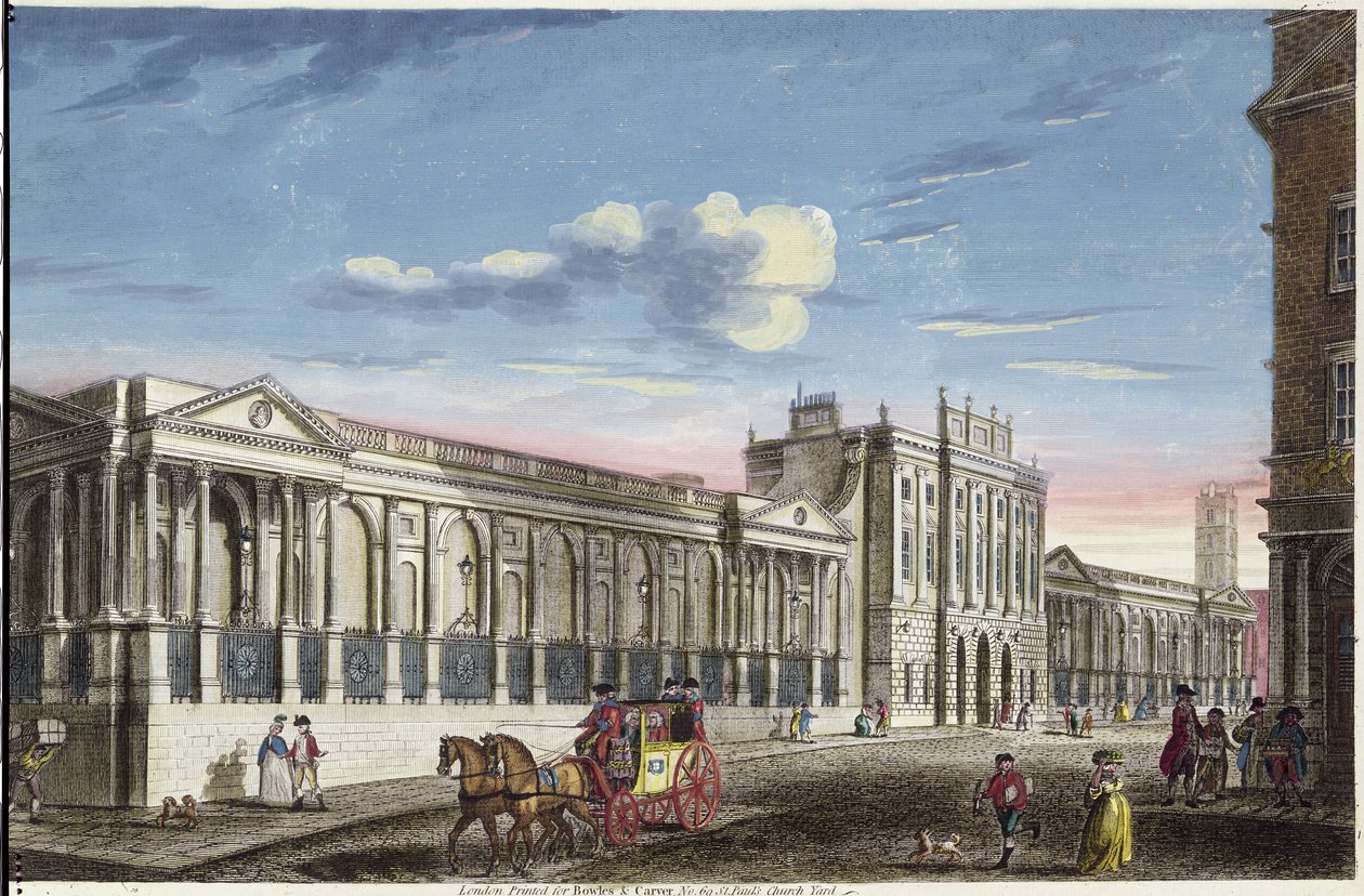 Banco da Inglaterra, Threadneedle Street, gravura de Bowles e Carver de Carrington Bowles and Samuel Carver