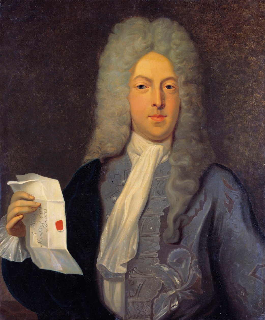 Retrato de John Law (1671 - 1729) Financial Controller, Scottish Financial que causou a falência em 1720 (Evento da Rua Quincampoix). Pintura de Casimir Balthasar (1811-1875) de Casimir de Balthasar