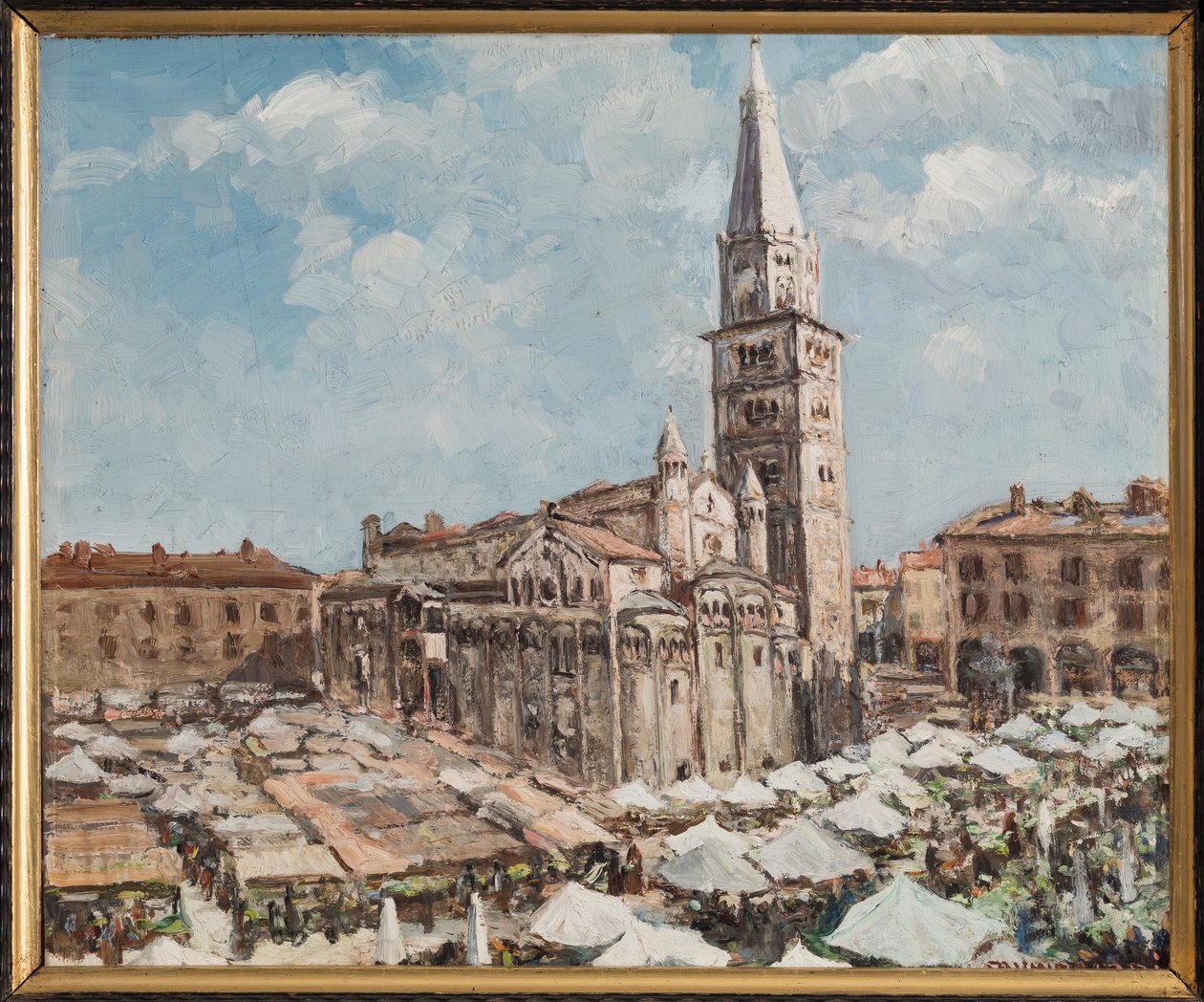 Piazza Grande em Modena (óleo sobre painel) de Casimiro Jodi