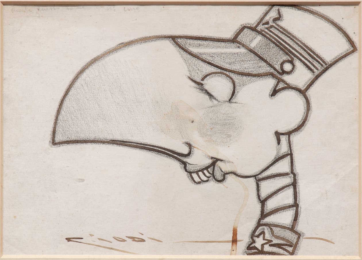 Soldado (tinta preta e carvão sobre papel) de Casimiro Jodi