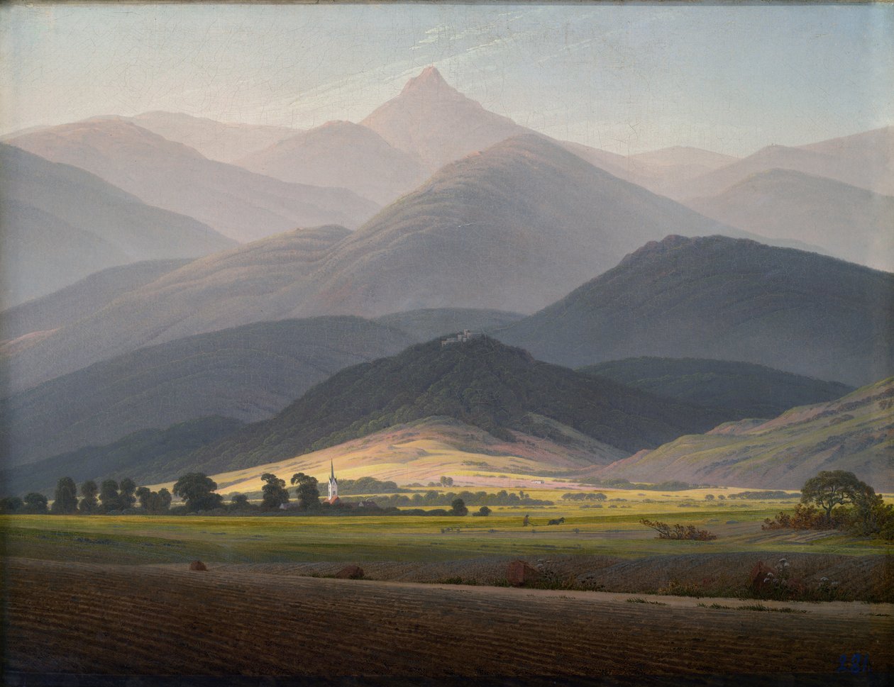Vista de Warmbrunn para o Kleine Sturmhaube de Caspar David Friedrich