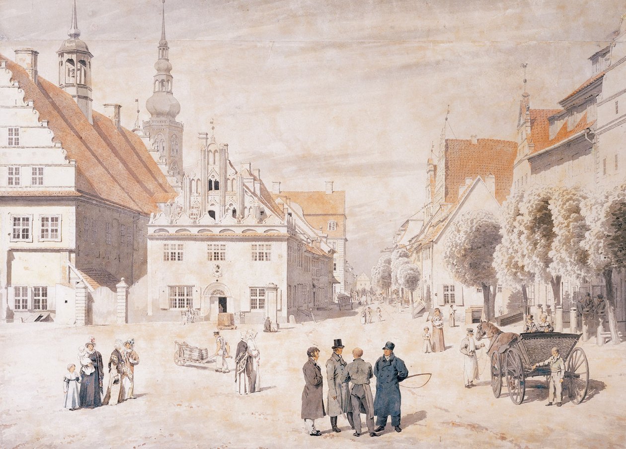 O mercado de Greifswald de Caspar David Friedrich