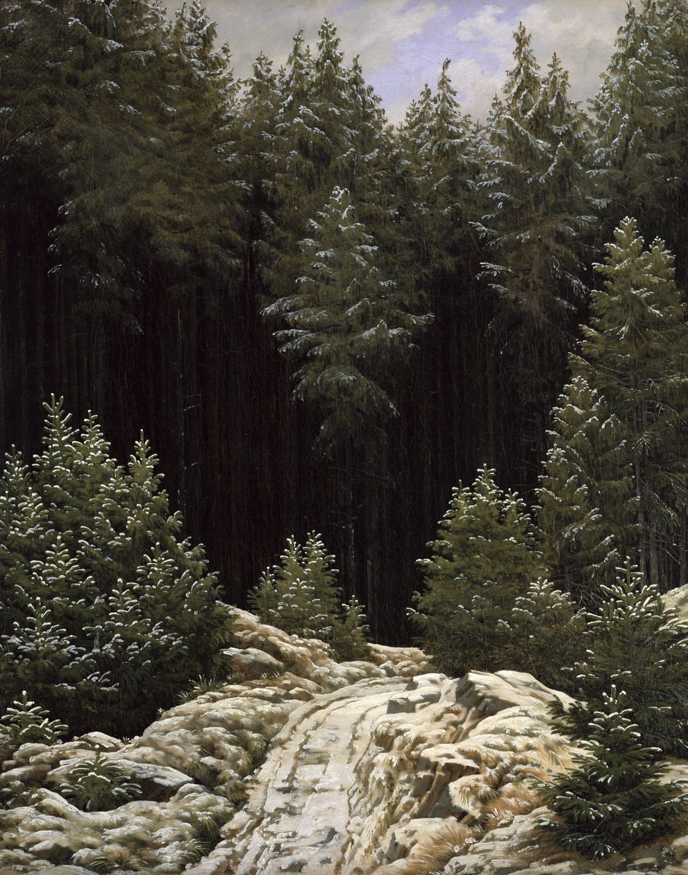 Neve adiantada, c.1828 de Caspar David Friedrich