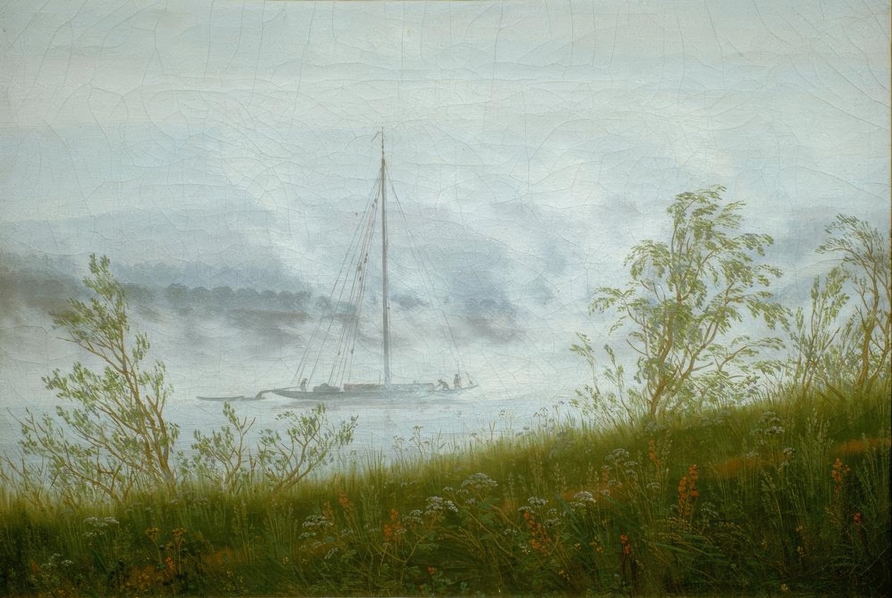 Navio Elb na névoa da manhã de Caspar David Friedrich