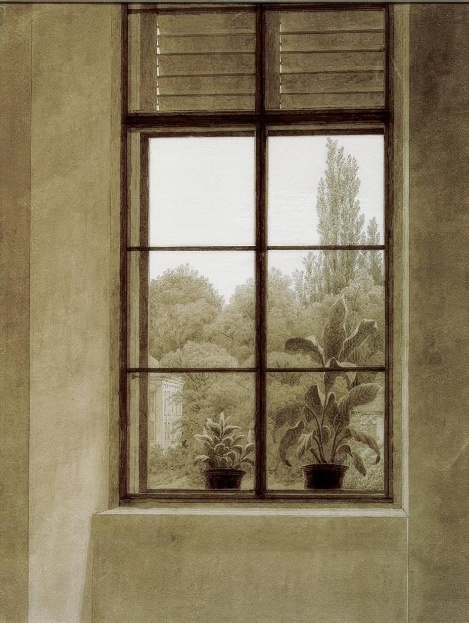 Janela com área de parque de Caspar David Friedrich