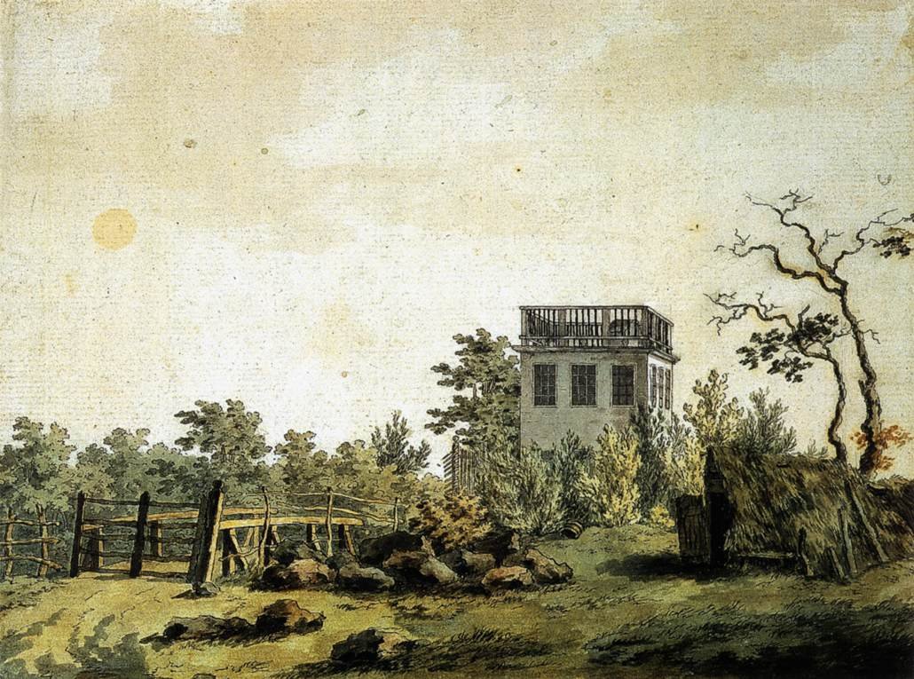 Paisagem com pavilhão de Caspar David Friedrich