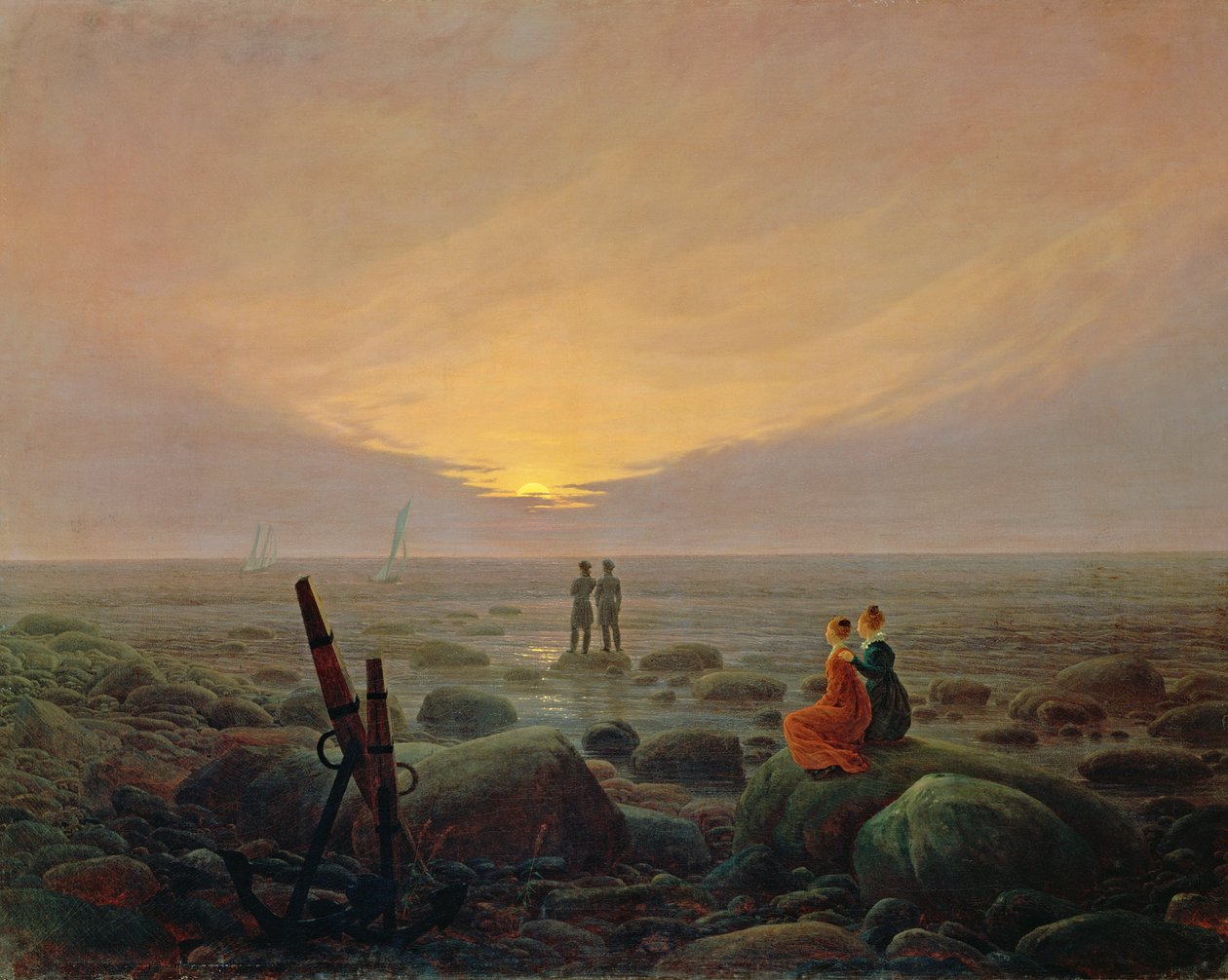 Lua nascendo sobre o mar de Caspar David Friedrich