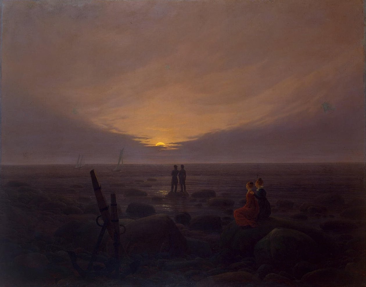 Nascer da lua sobre o mar de Caspar David Friedrich