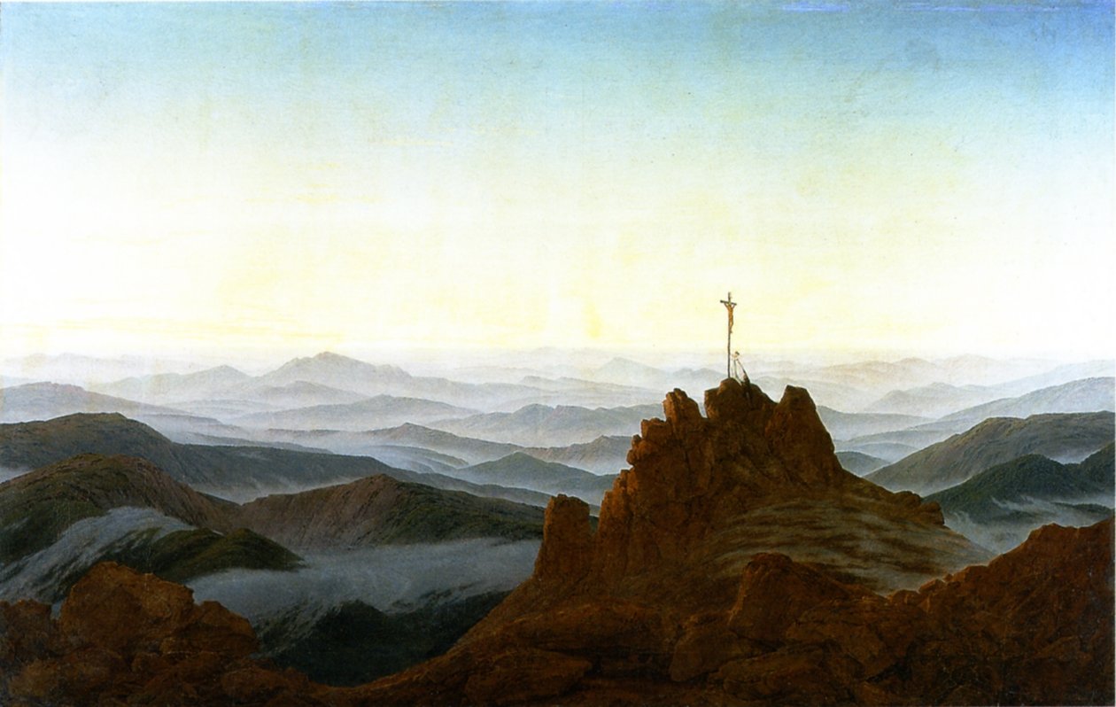 Manhã nas montanhas gigantes de Caspar David Friedrich