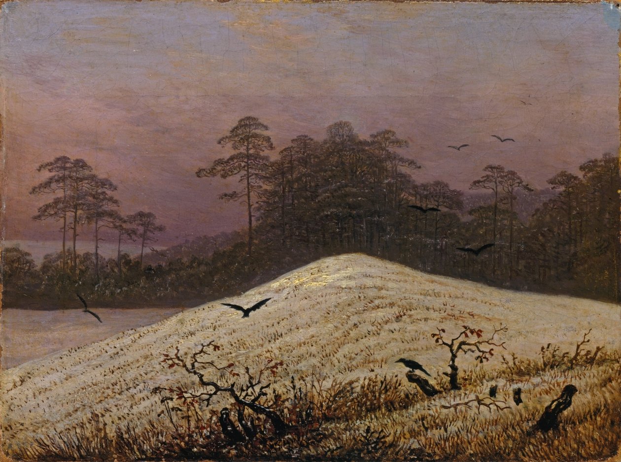 Monte de neve com corvos de Caspar David Friedrich