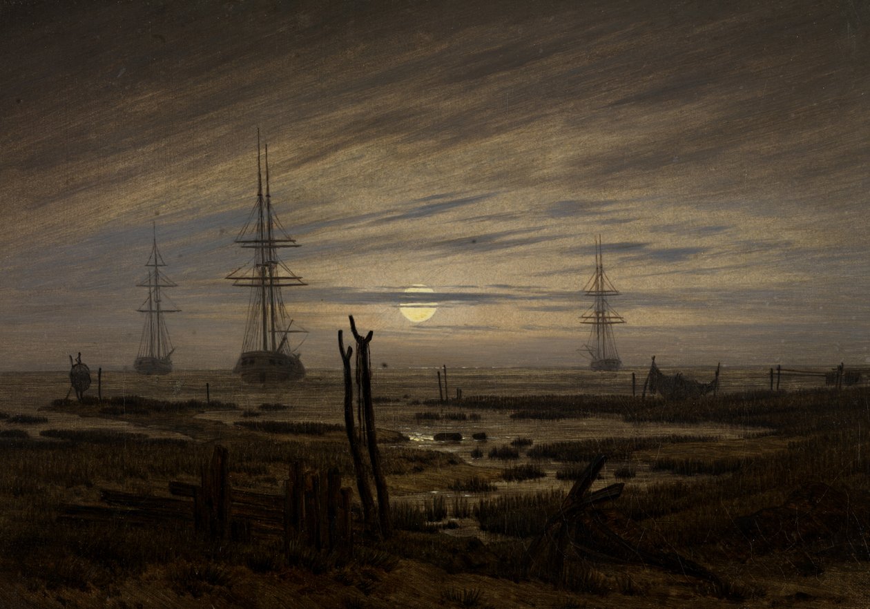 Navios na âncora de Caspar David Friedrich