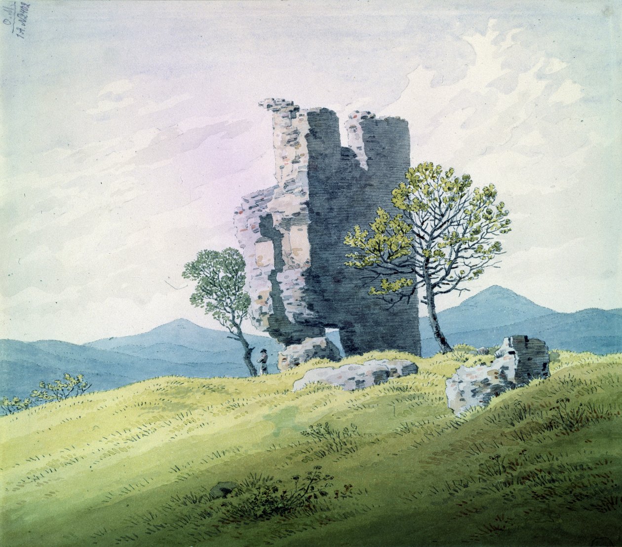 O Castelo em Teplitz (wc no papel) de Caspar David Friedrich