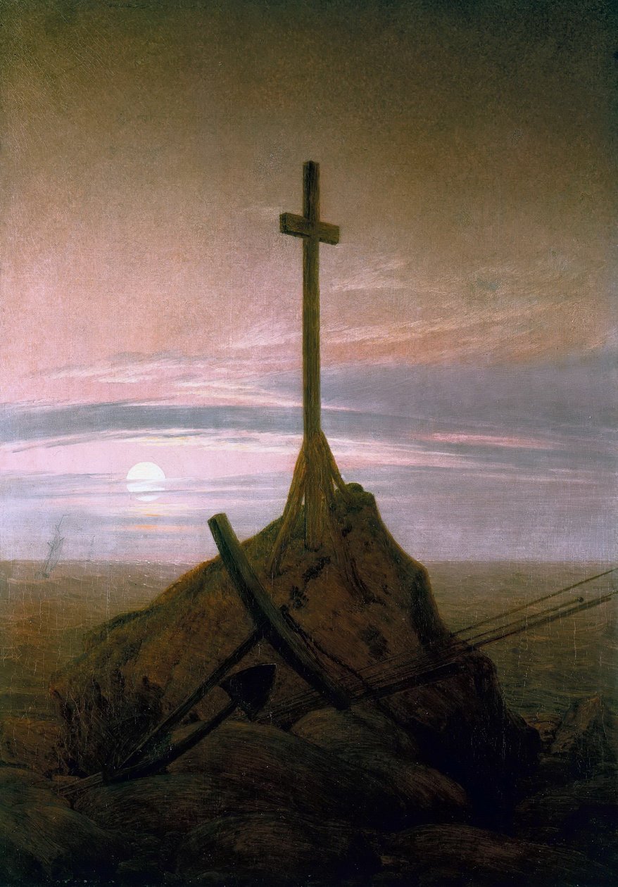 A cruz ao lado do mar Báltico de Caspar David Friedrich
