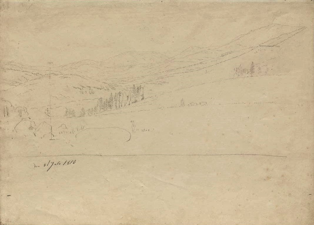 Vista das montanhas gigantes de Caspar David Friedrich