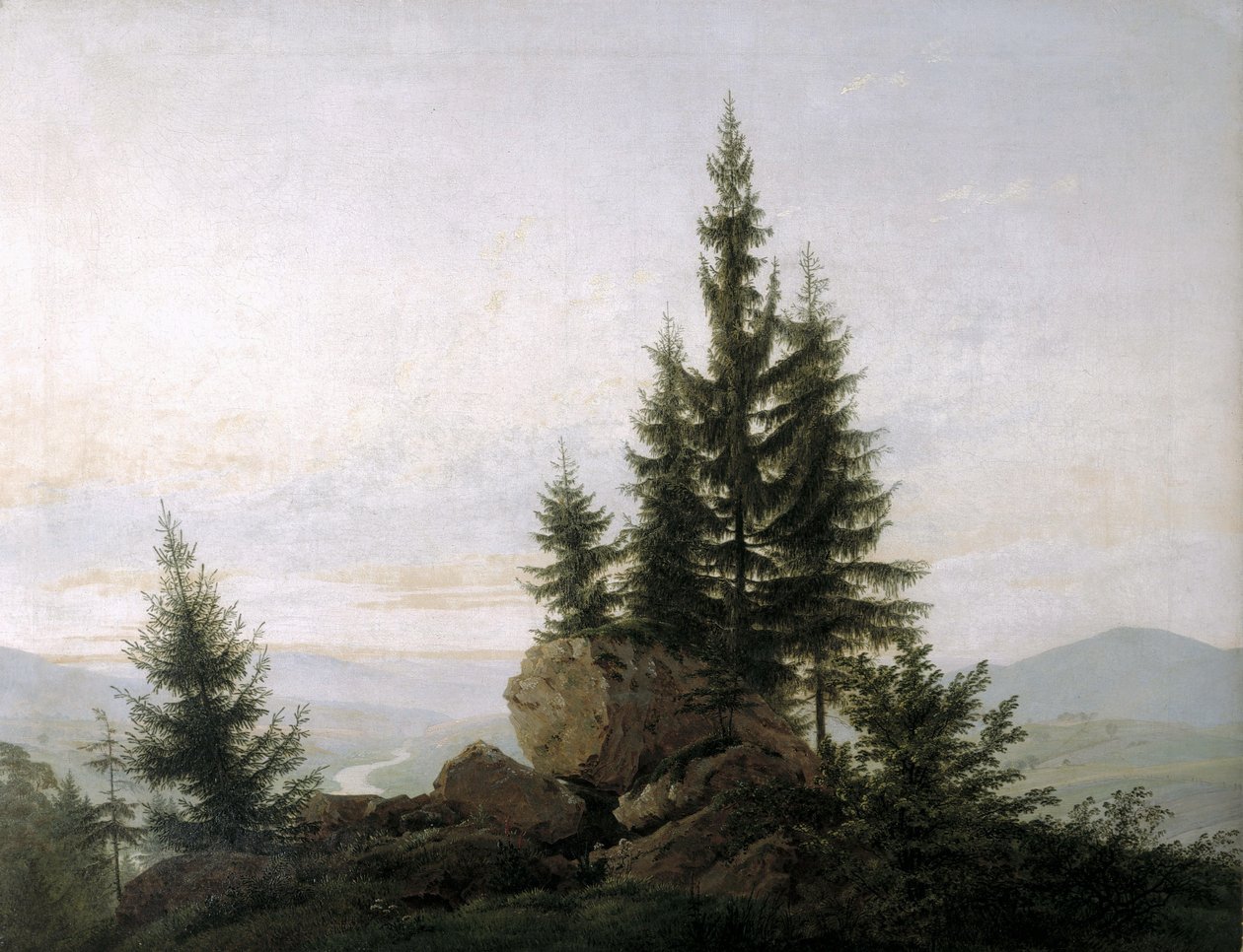 Vista, de, a, elbe, vale de Caspar David Friedrich