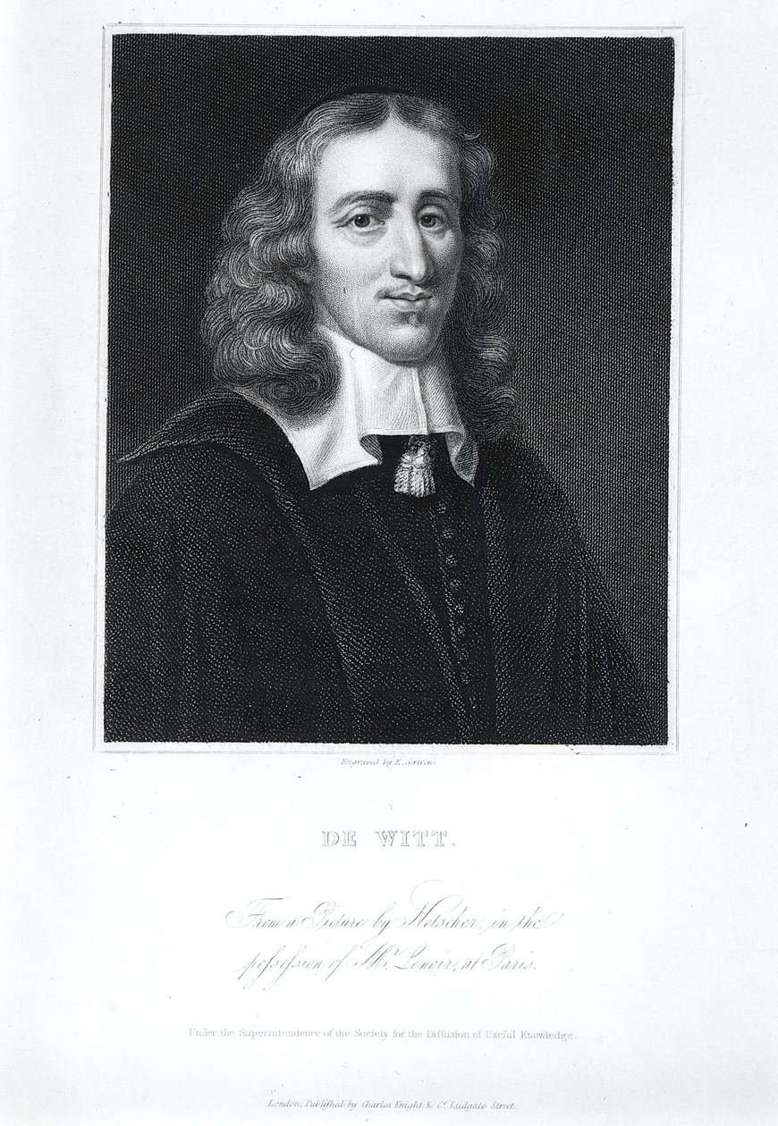 Retrato de Johan de Witt (1625-72), gravado por Edward Scriven (1775-1841) de Caspar Netscher