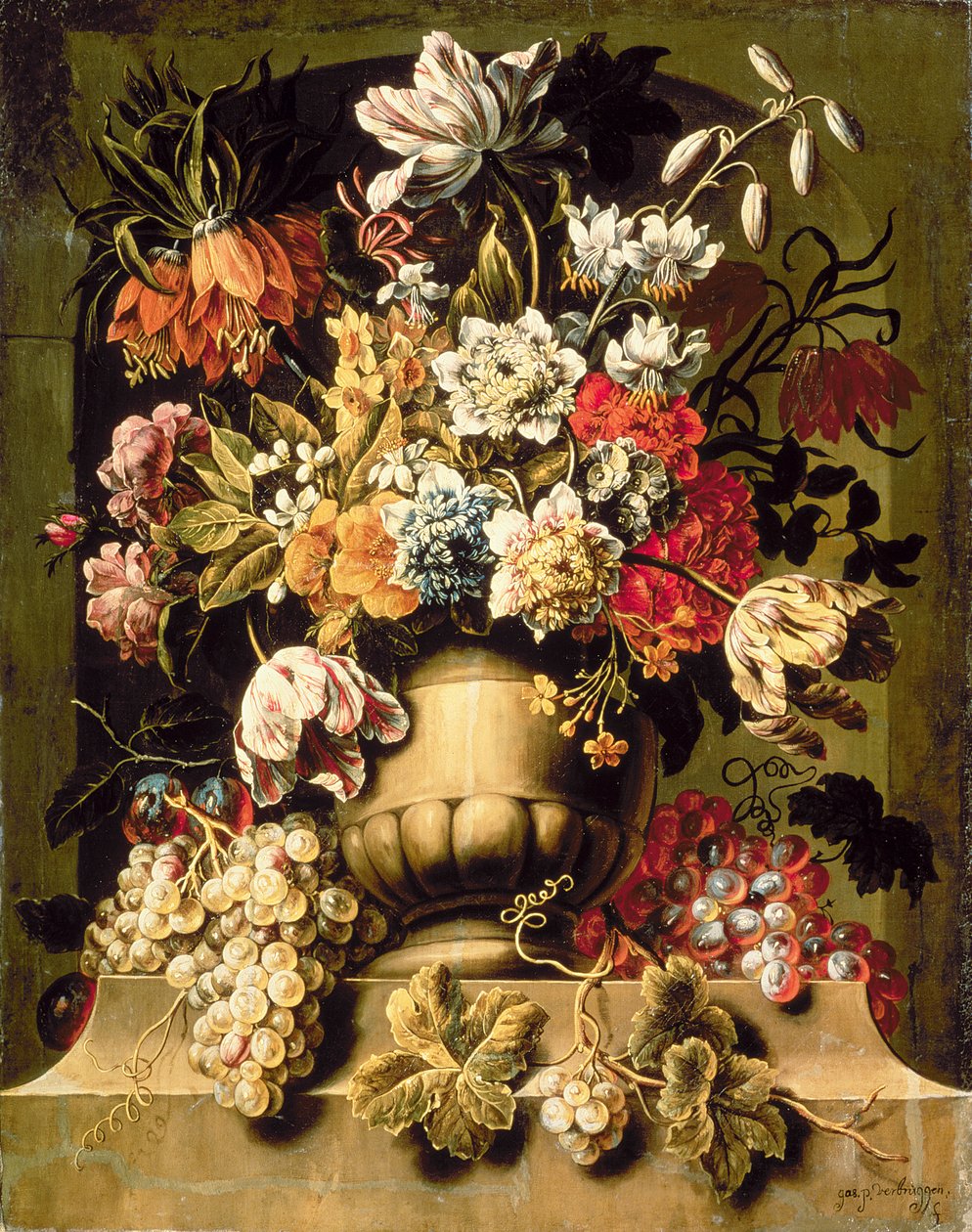 Ainda vida com frutas e flores de Caspar Pieter I Verbrugghen