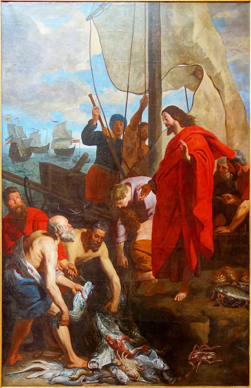 O pecado milagroso. Apóstolos relacionam a Cristo o fruto da sua tomada de Caspar de Crayer