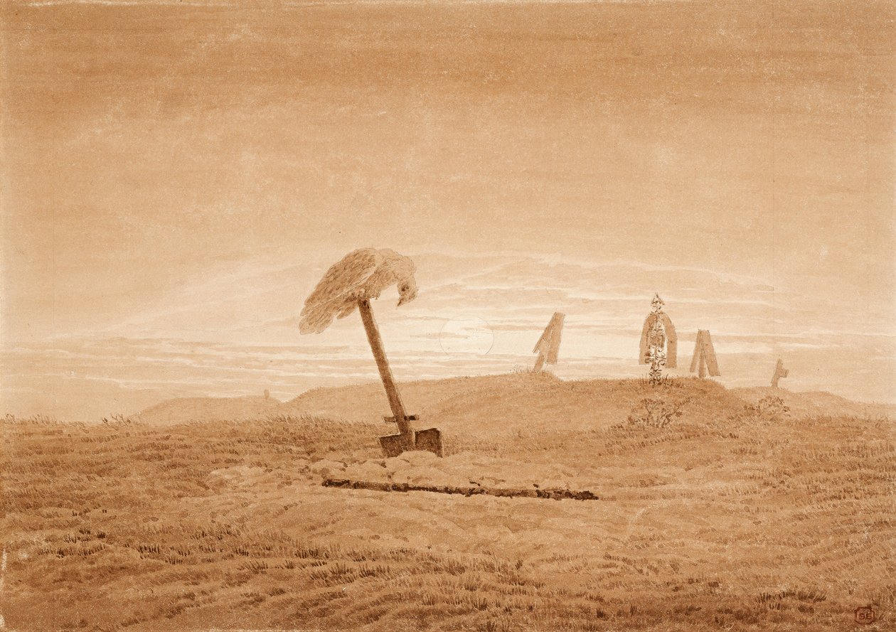 Paisagem com sepulturas, c. 1835-1837 de Caspar David Friedrich