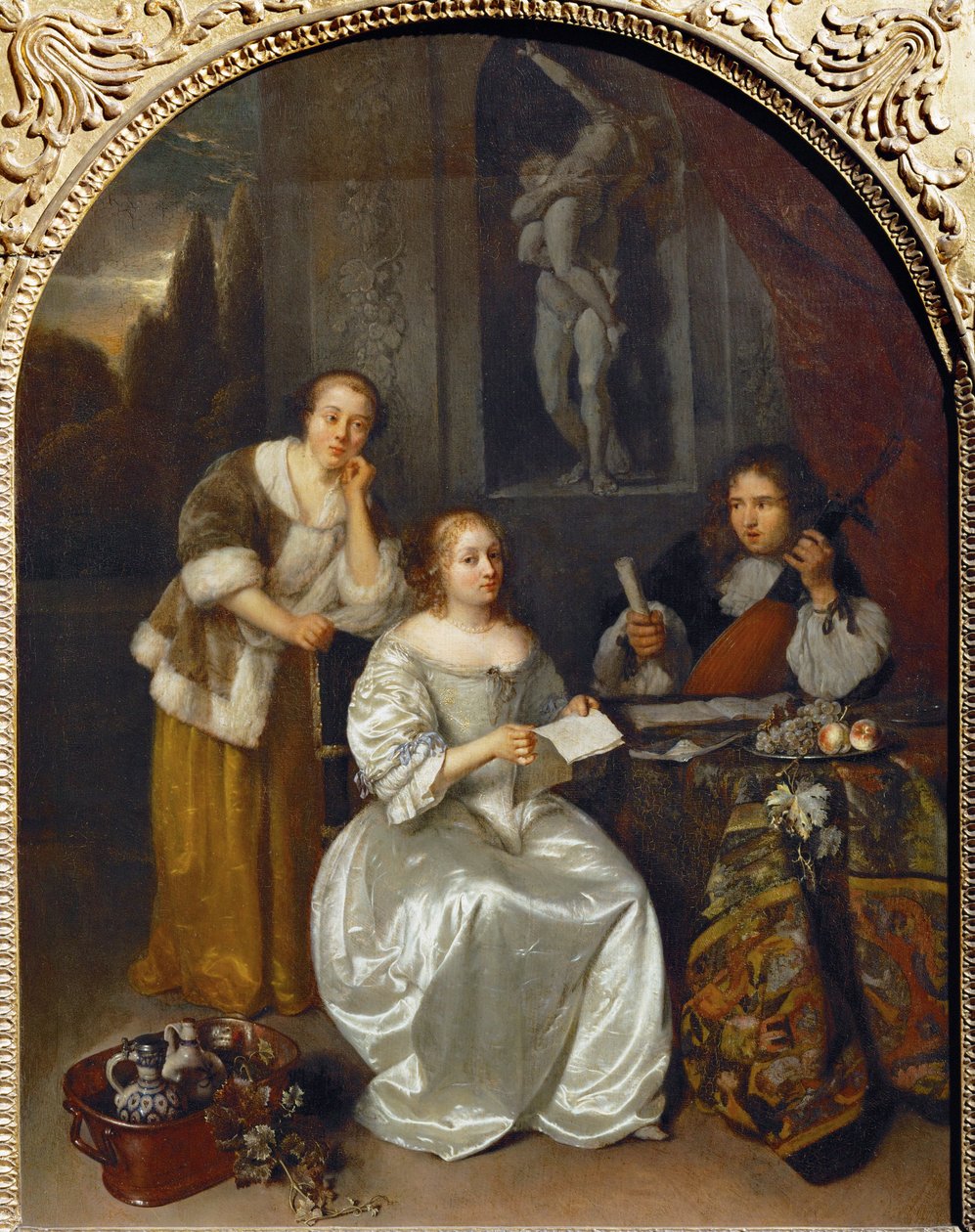 La lecon de chant - A lição de canto ... de Caspar (studio of) Netscher