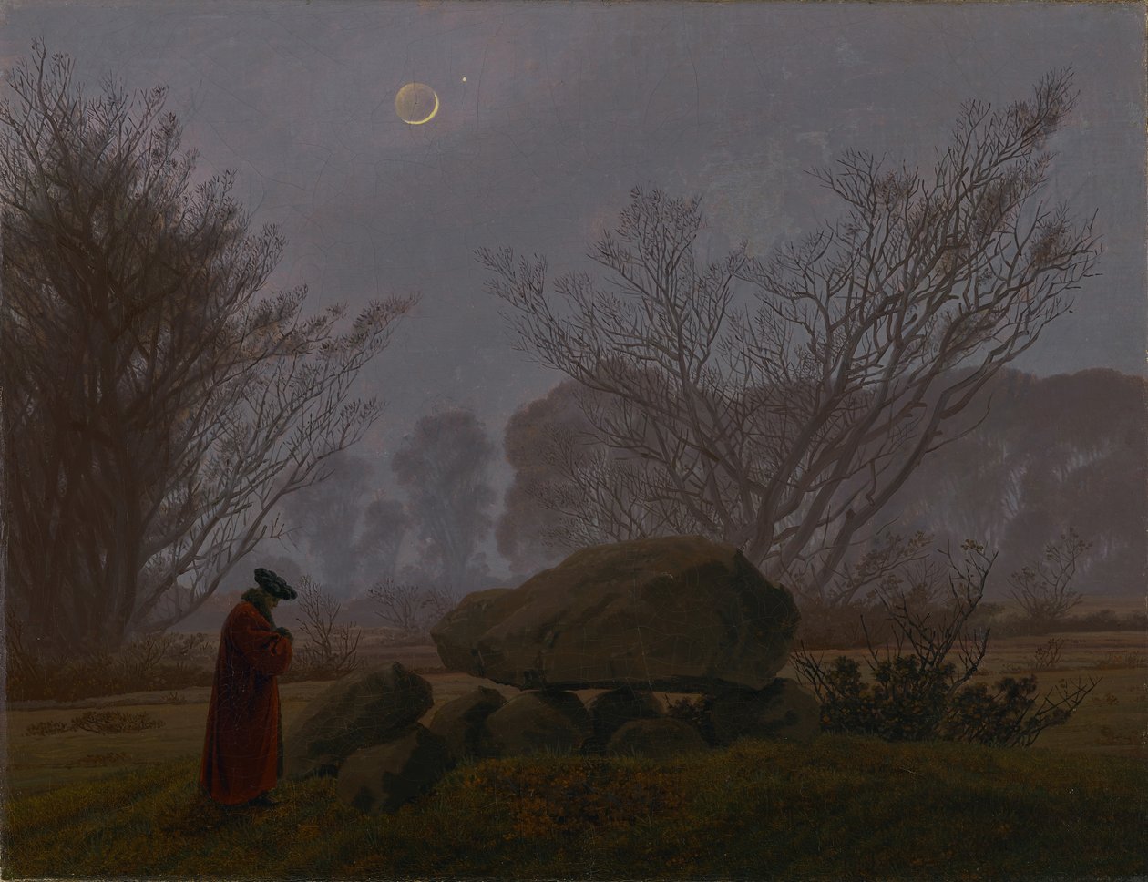 Um passeio ao anoitecer de Caspar David Friedrich