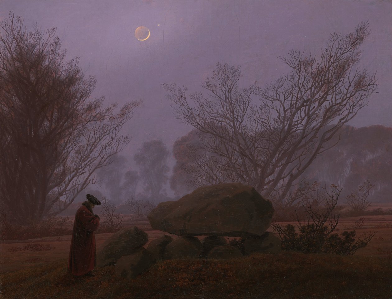 Uma caminhada ao entardecer, 1830-1835 de Caspar David Friedrich