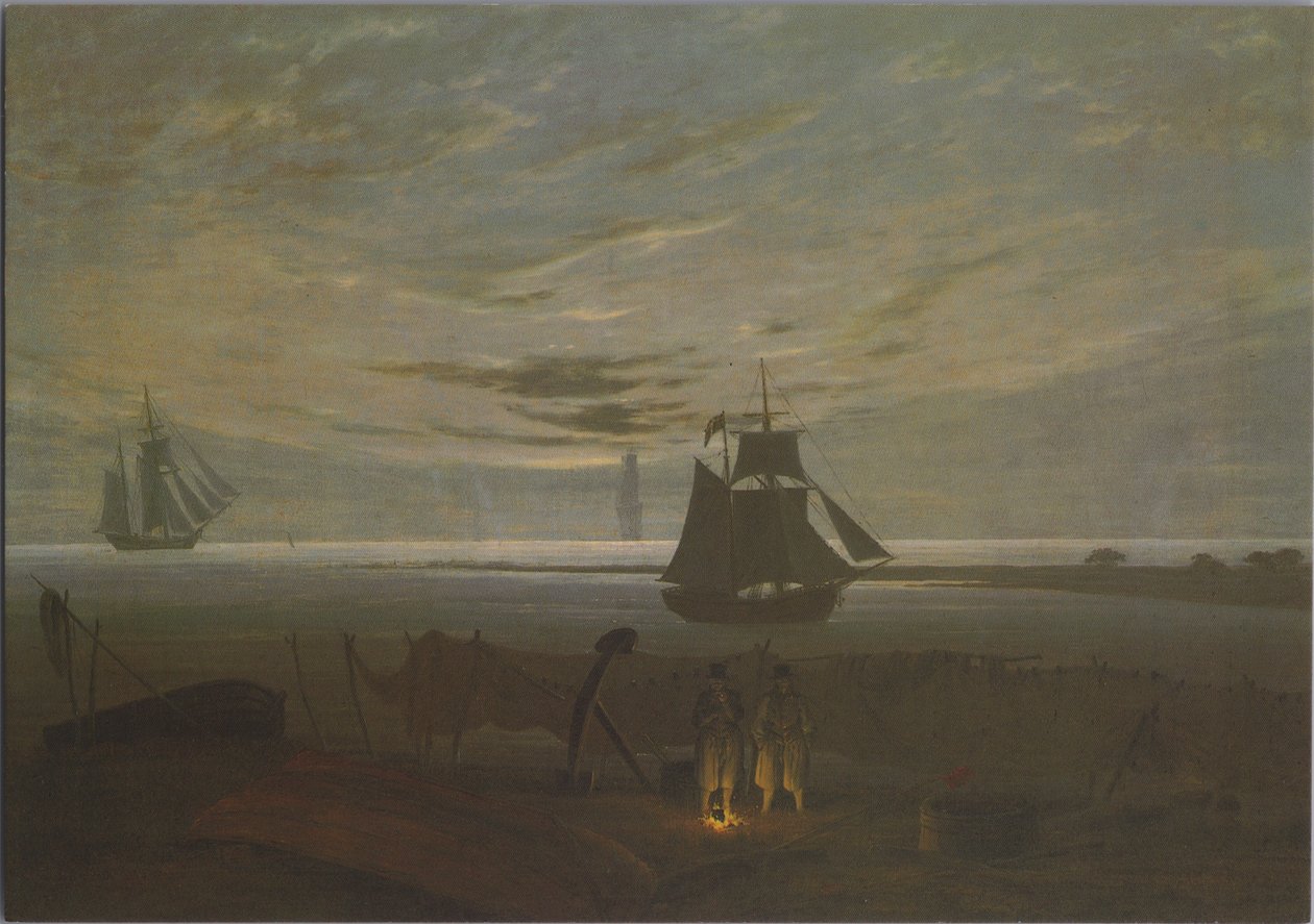 Noite na praia do Mar Báltico de Caspar David Friedrich