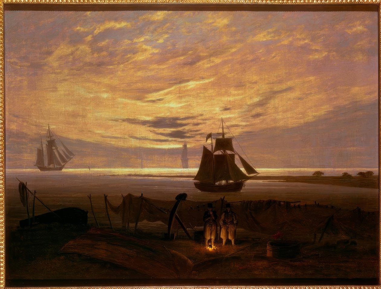 Noite na praia do mar Báltico de Caspar David Friedrich