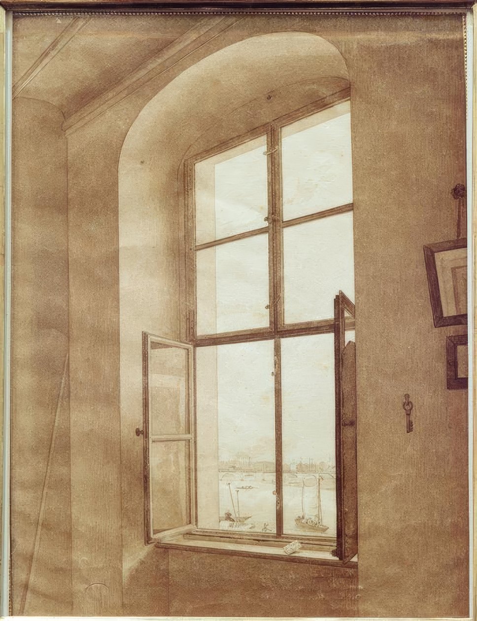Vista do estúdio do artista (janela esquerda) de Caspar David Friedrich