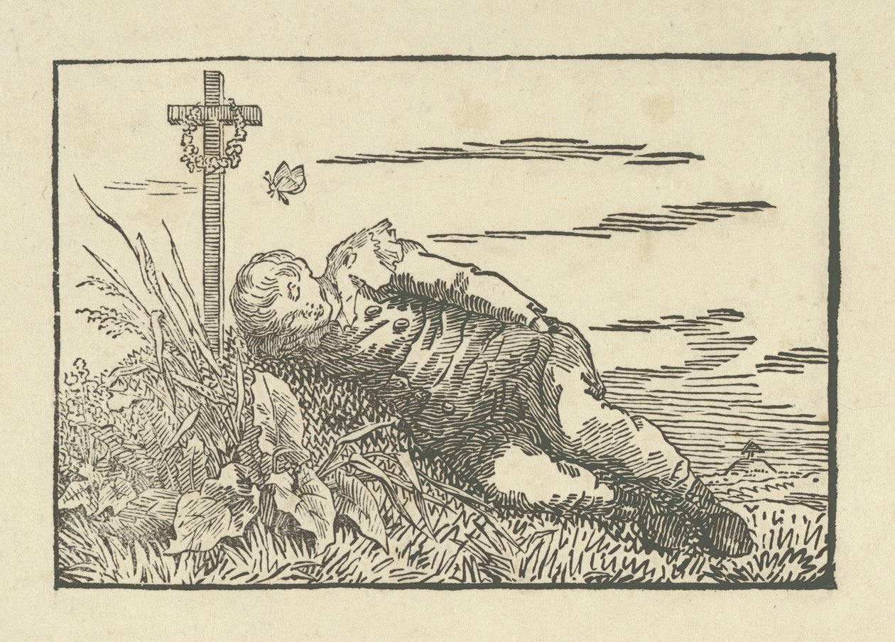 Menino dormindo em uma sepultura, 1802 de Caspar David Friedrich