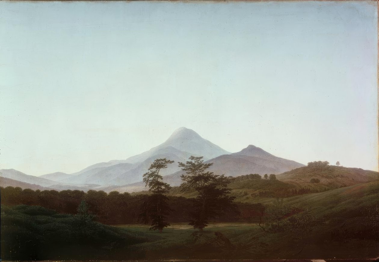 Paisagem boêmia com aparência de milho grande e pequeno de Caspar David Friedrich
