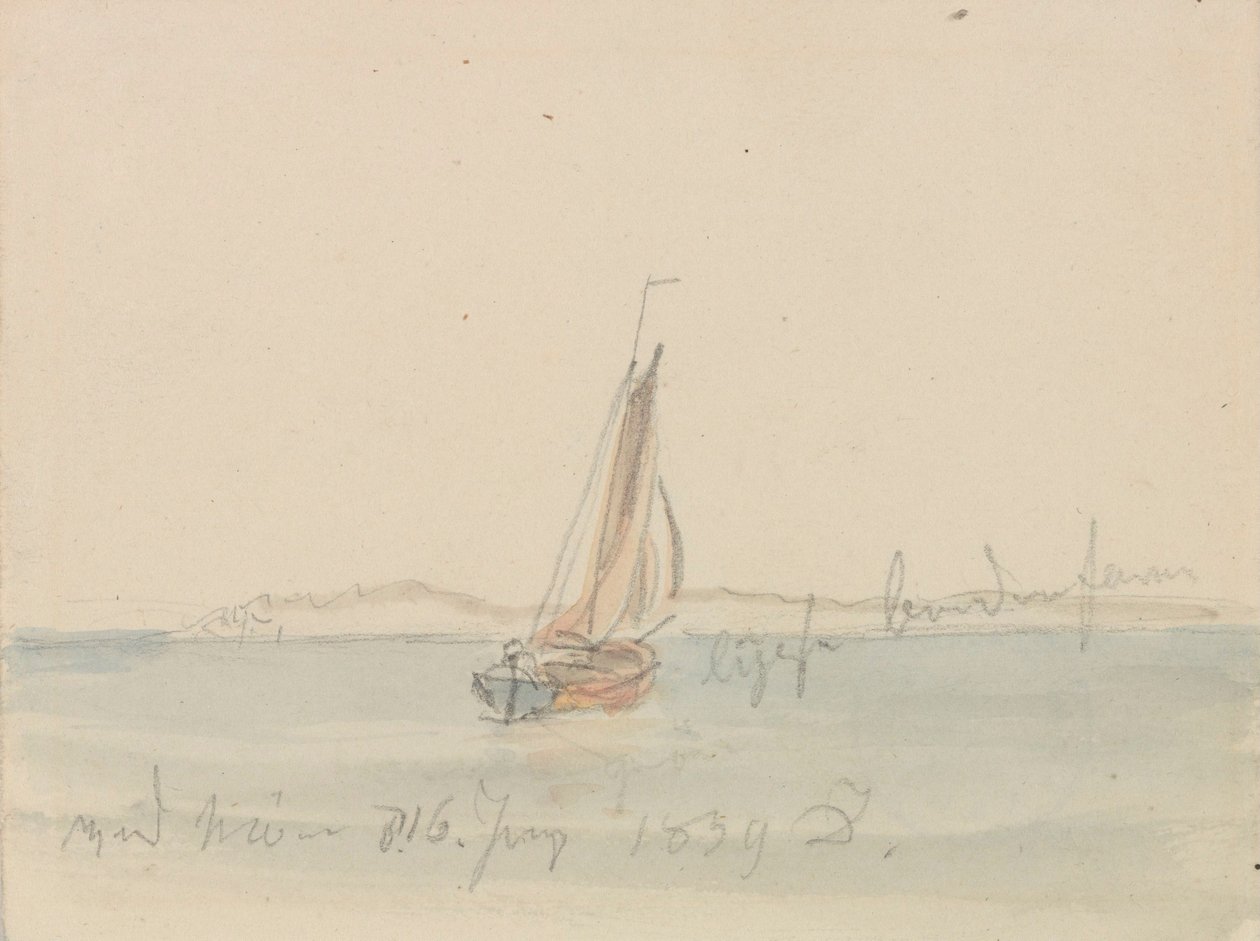 Dahl, Johan Christian - Barco à vela em frente ao Mon de Caspar David Friedrich