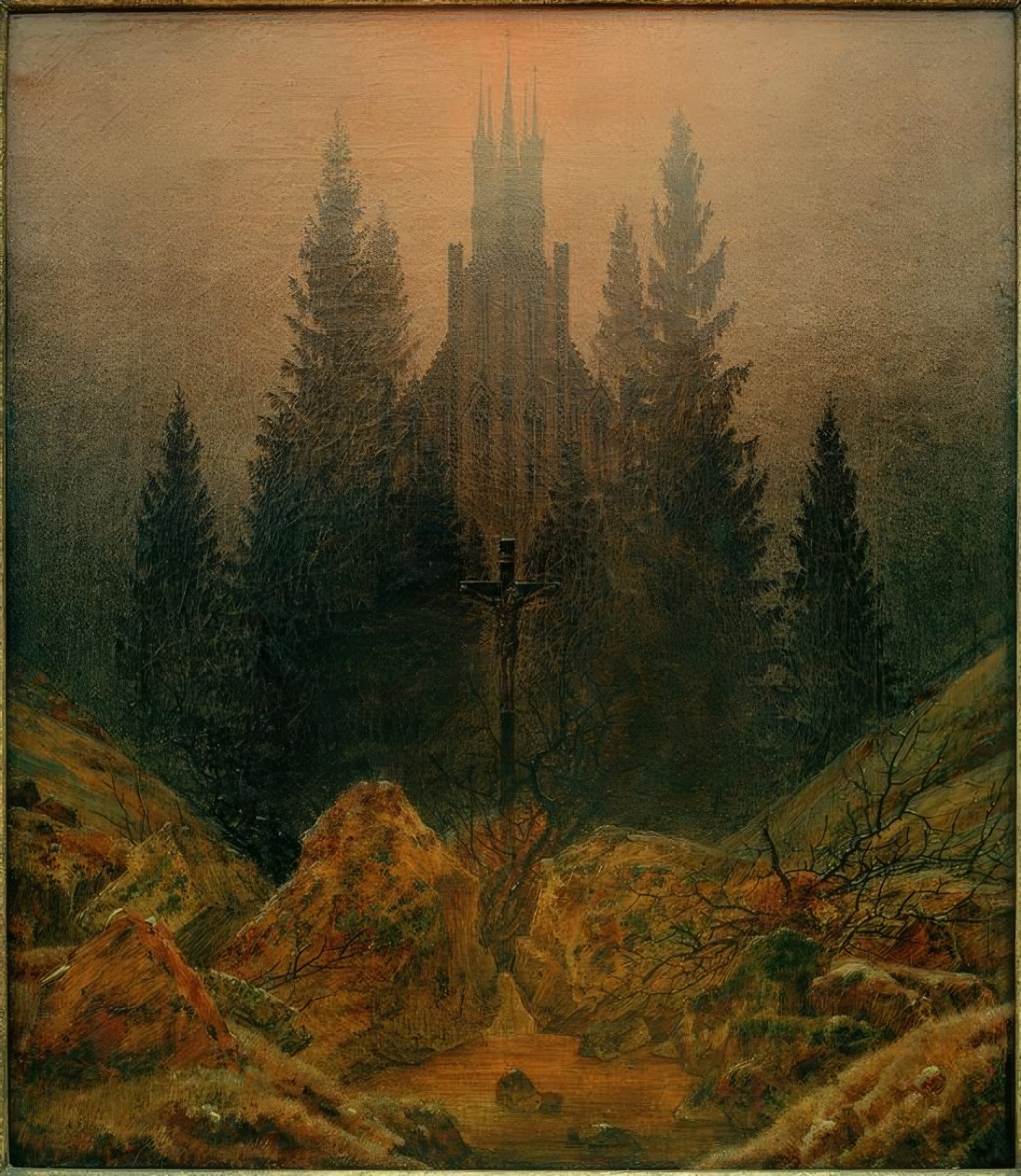 A cruz nas montanhas de Caspar David Friedrich